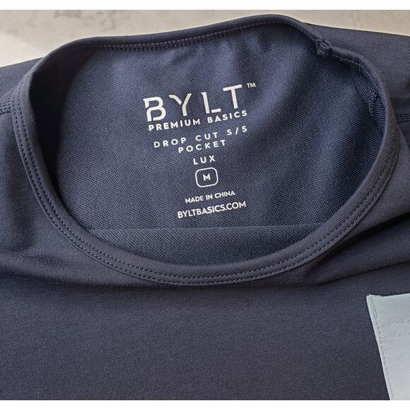 NWT BYLT Premium Basics Drop Cut S/S Pocket Lux T-Shirt Blue Men's Size Medium - Picture 3 of 8